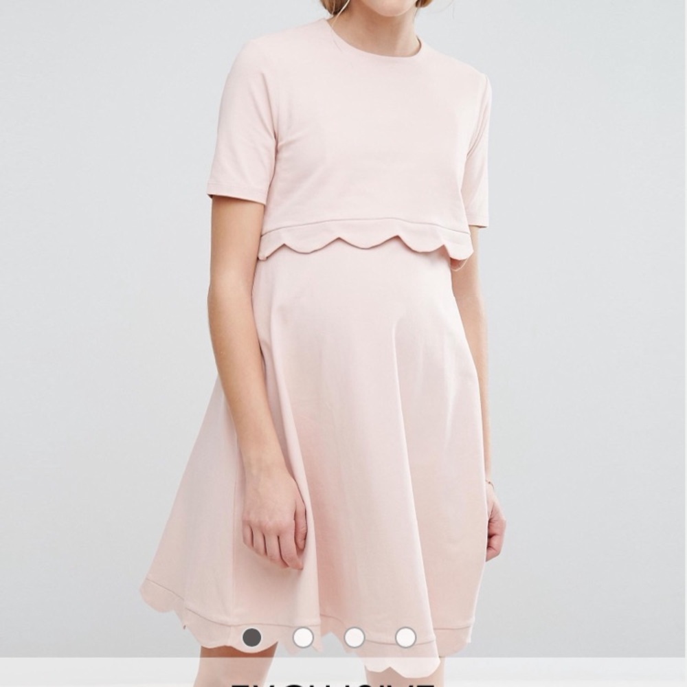 ASOS Scalloped trim blush maternity/nursing dress
